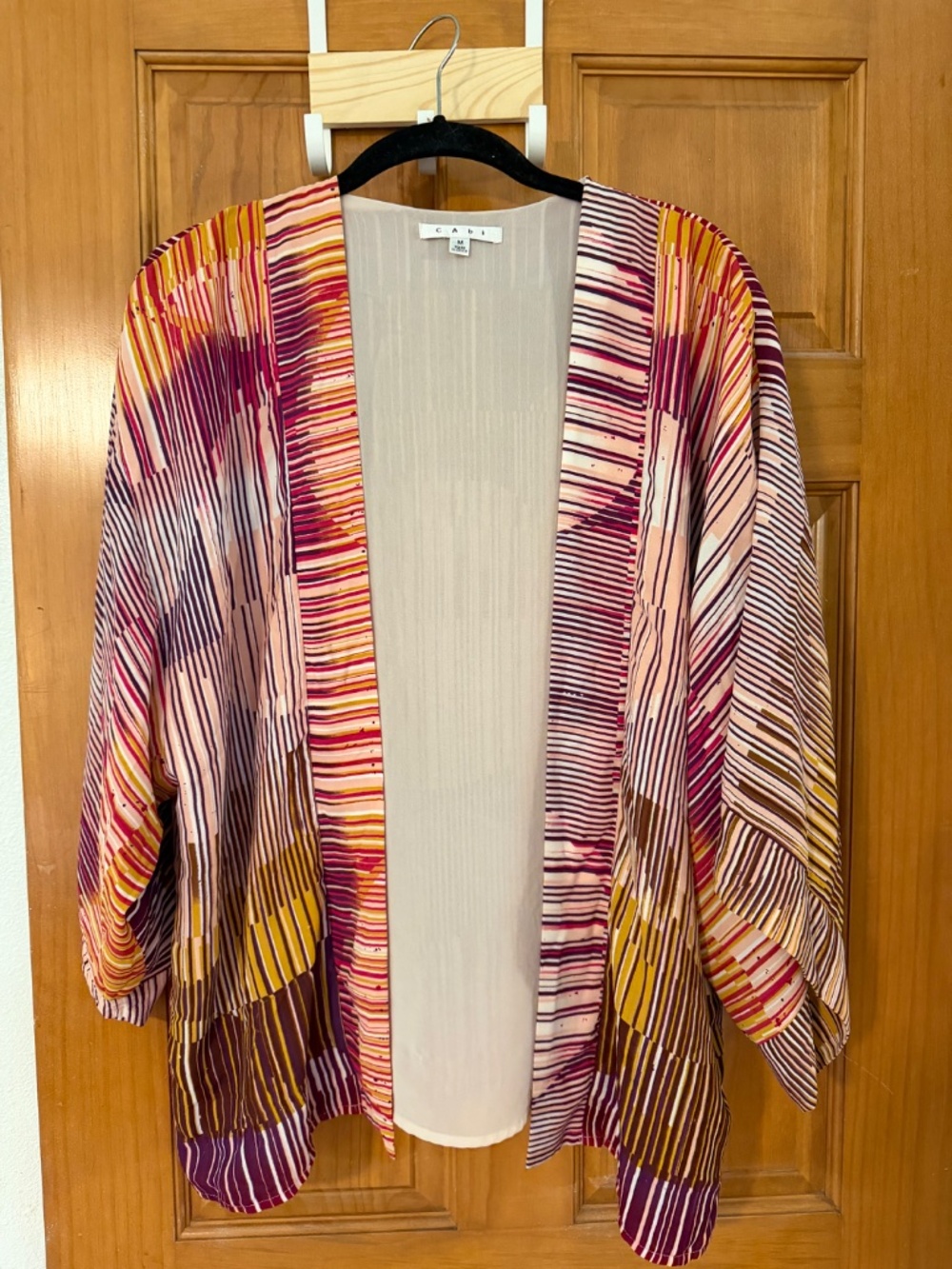 Beautiful Multi color silk like Cabi Komono style jacket-Size Medium